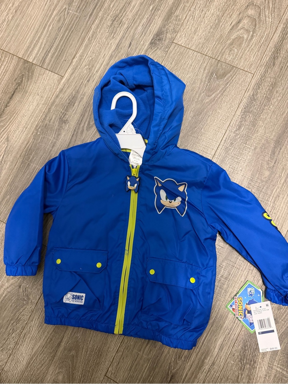 Sonic Graphic Blue Kids' Hooded Rain Jacket